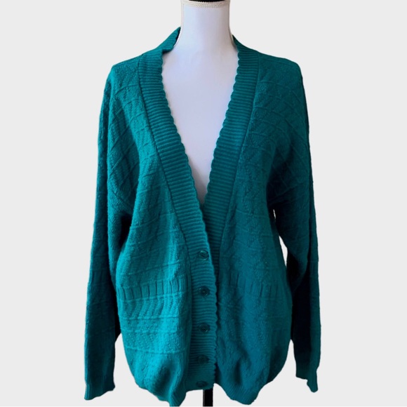 VINTAGE 80’S COLTER BAY INTERNATIONAL GREEN CARDIGAN SWEATER - Picture 15 of 15